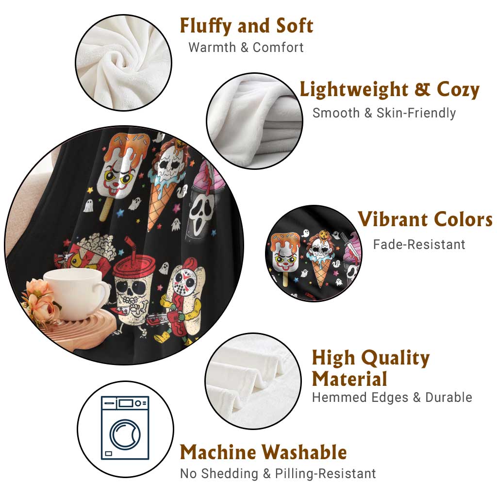 Horror Movie Summer Popsicle Halloween Ice Cream Summerween Throw Blanket TS10 Print Your Wear