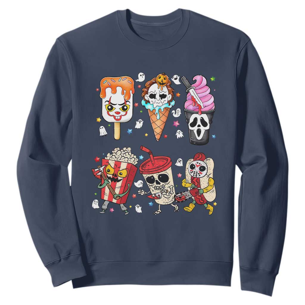 Horror Movie Summer Popsicle Halloween Ice Cream Summerween Sweatshirt TS10 Navy Print Your Wear