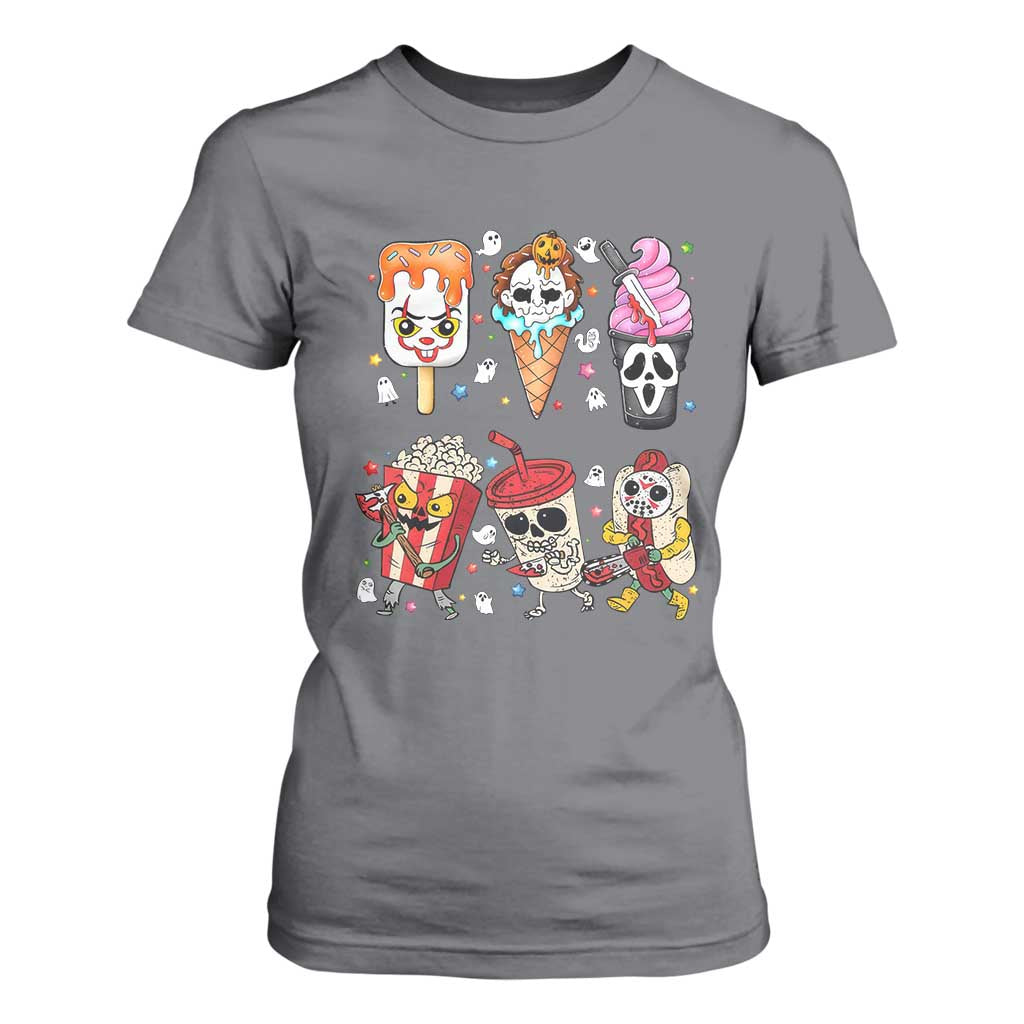 Horror Movie Summer Popsicle Halloween Ice Cream Summerween T Shirt For Women TS10 Charcoal Print Your Wear