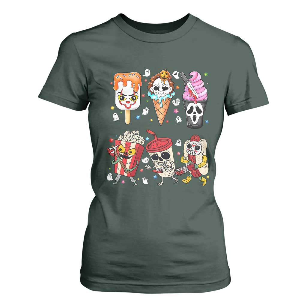 Horror Movie Summer Popsicle Halloween Ice Cream Summerween T Shirt For Women TS10 Dark Forest Green Print Your Wear