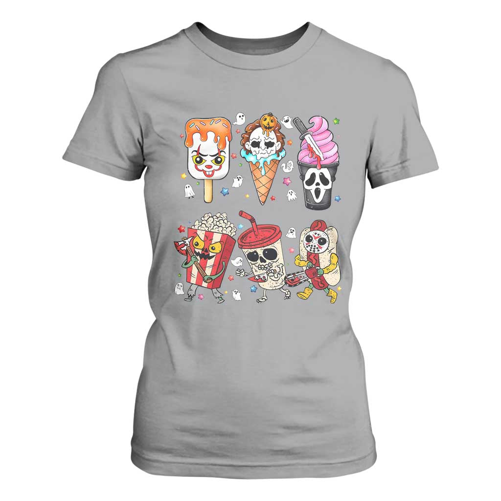 Horror Movie Summer Popsicle Halloween Ice Cream Summerween T Shirt For Women TS10 Sport Gray Print Your Wear
