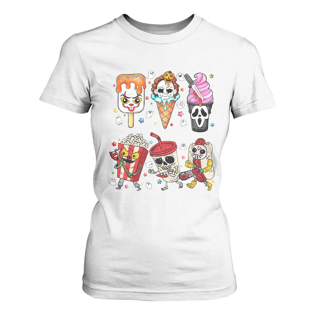 Horror Movie Summer Popsicle Halloween Ice Cream Summerween T Shirt For Women TS10 White Print Your Wear