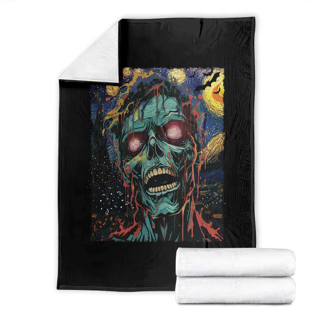 Horror Halloween Skull Throw Blanket Van Gogh Starry Night TS10 Black Print Your Wear