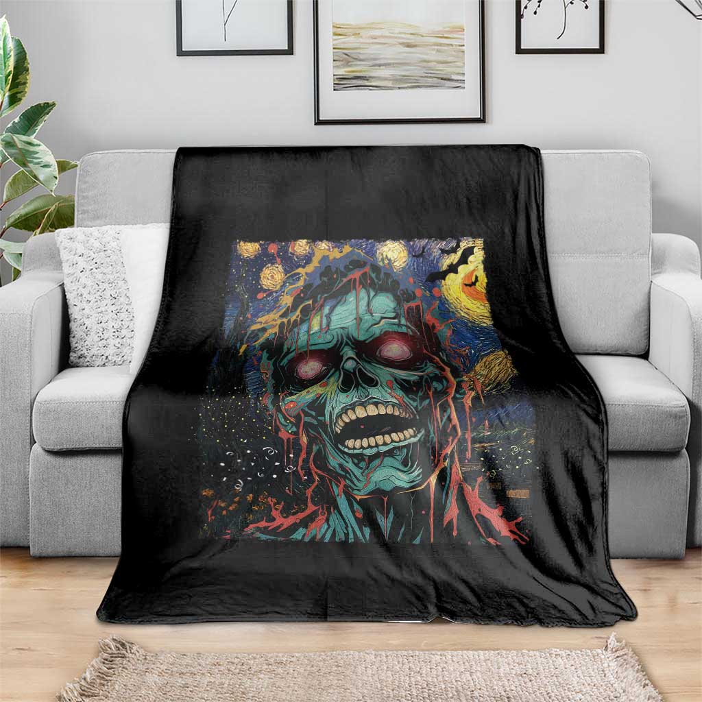 Horror Halloween Skull Throw Blanket Van Gogh Starry Night TS10 Print Your Wear
