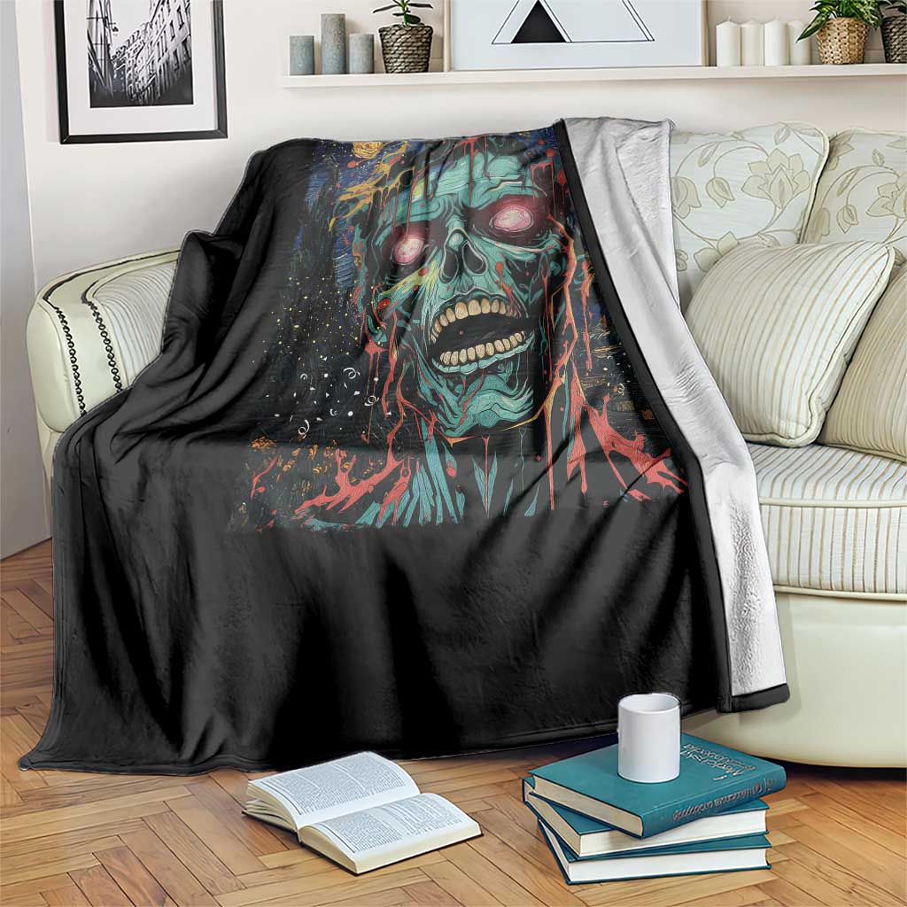 Horror Halloween Skull Throw Blanket Van Gogh Starry Night TS10 Print Your Wear