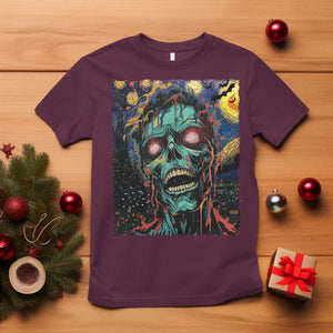 Horror Halloween Skull T Shirt Van Gogh Starry Night TS10 Maroon Print Your Wear