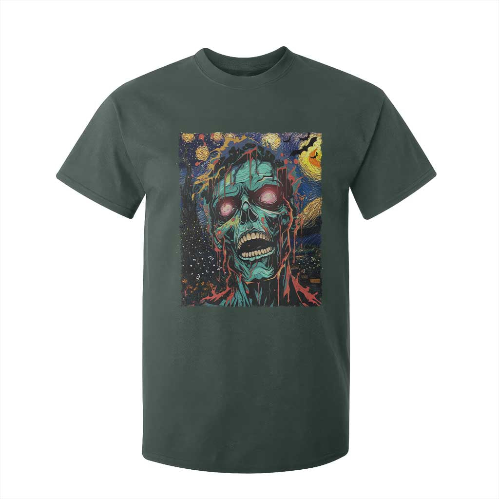 Horror Halloween Skull T Shirt For Kid Van Gogh Starry Night TS10 Dark Forest Green Print Your Wear