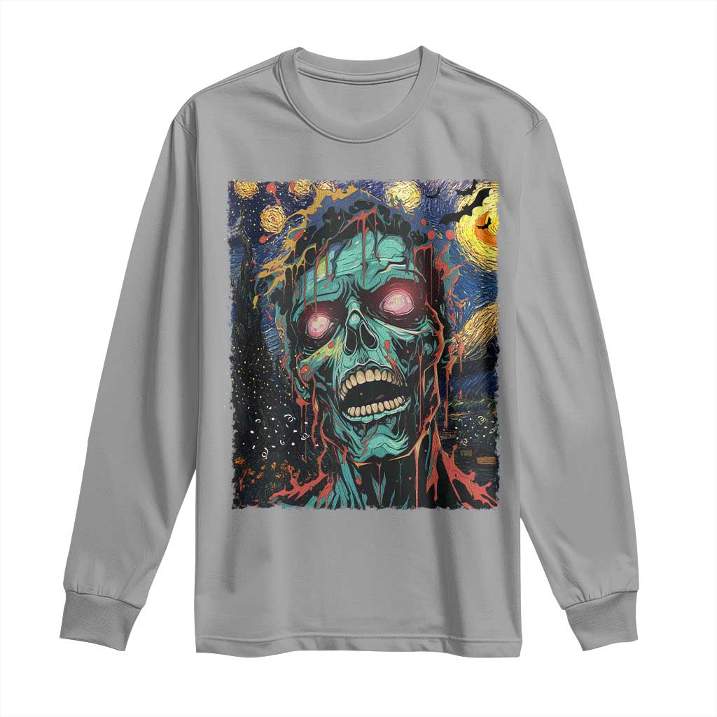 Horror Halloween Skull Long Sleeve Shirt Van Gogh Starry Night TS10 Sport Gray Print Your Wear