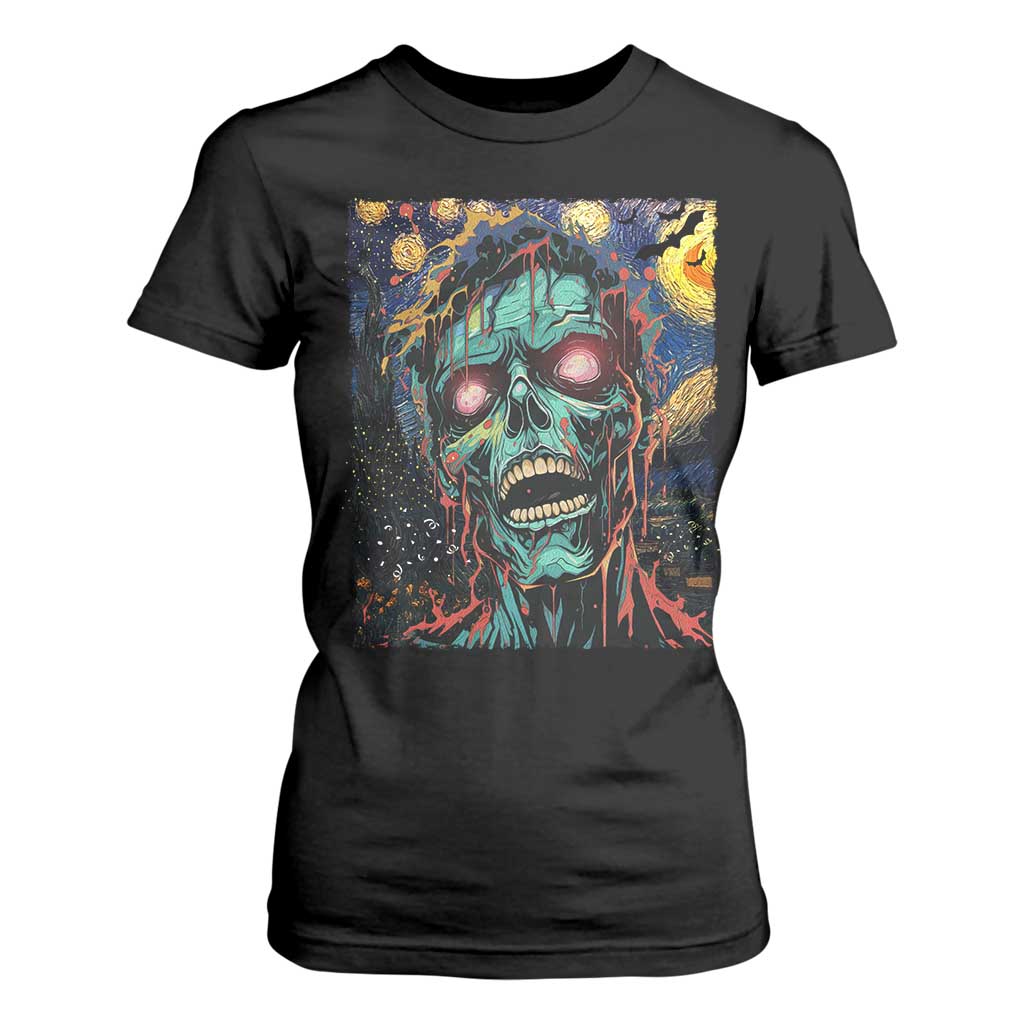 Horror Halloween Skull T Shirt For Women Van Gogh Starry Night TS10 Black Print Your Wear