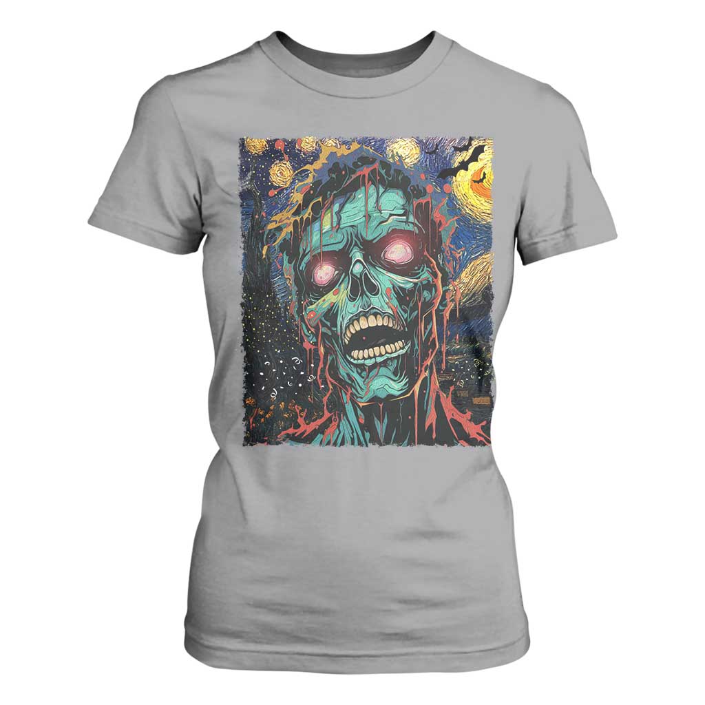 Horror Halloween Skull T Shirt For Women Van Gogh Starry Night TS10 Sport Gray Print Your Wear