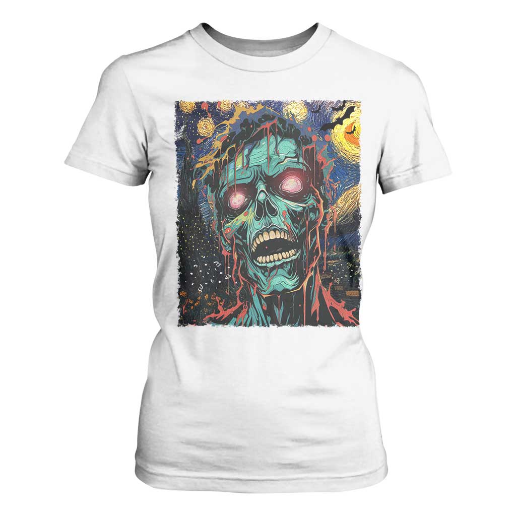 Horror Halloween Skull T Shirt For Women Van Gogh Starry Night TS10 White Print Your Wear