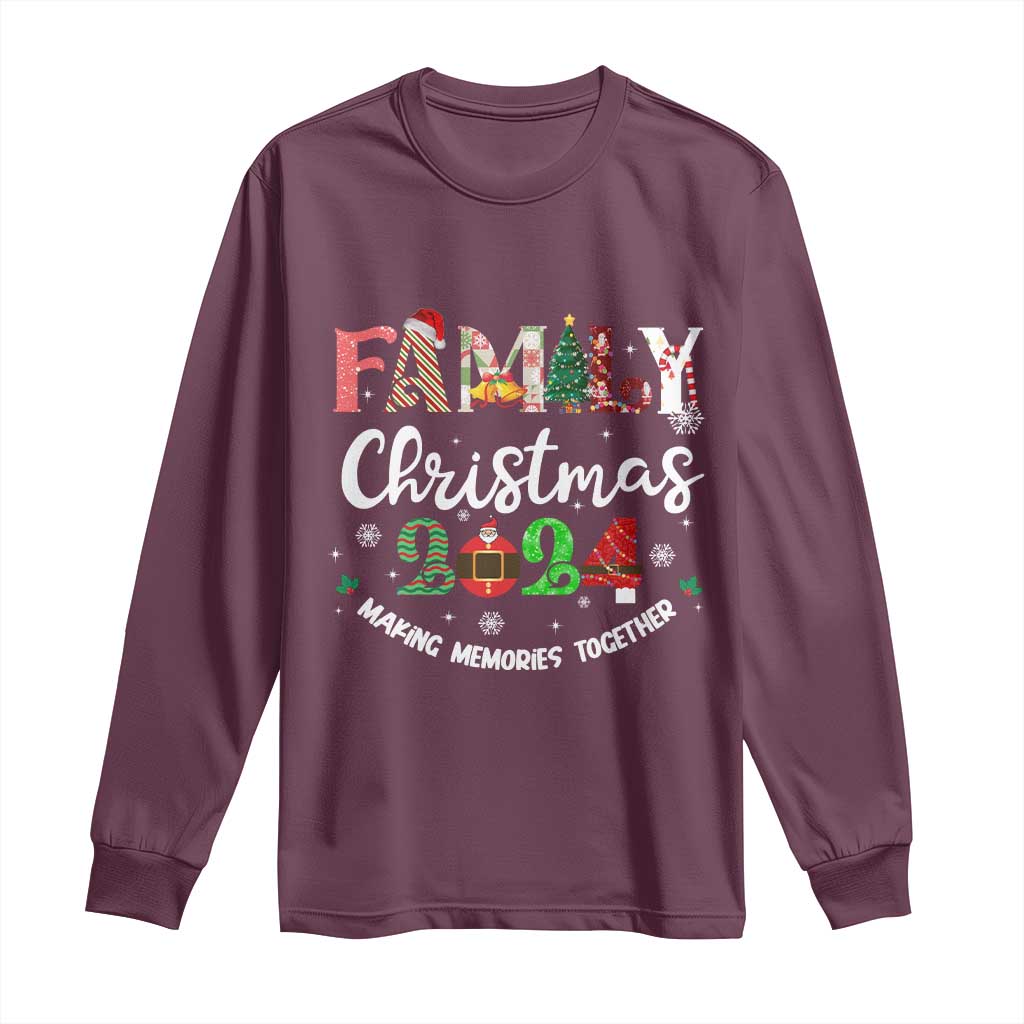 Matching Family Christmas 2024 Long Sleeve Shirt Funny Group Xmas Festive Mom Dad Kids Tees TS10 Maroon Print Your Wear