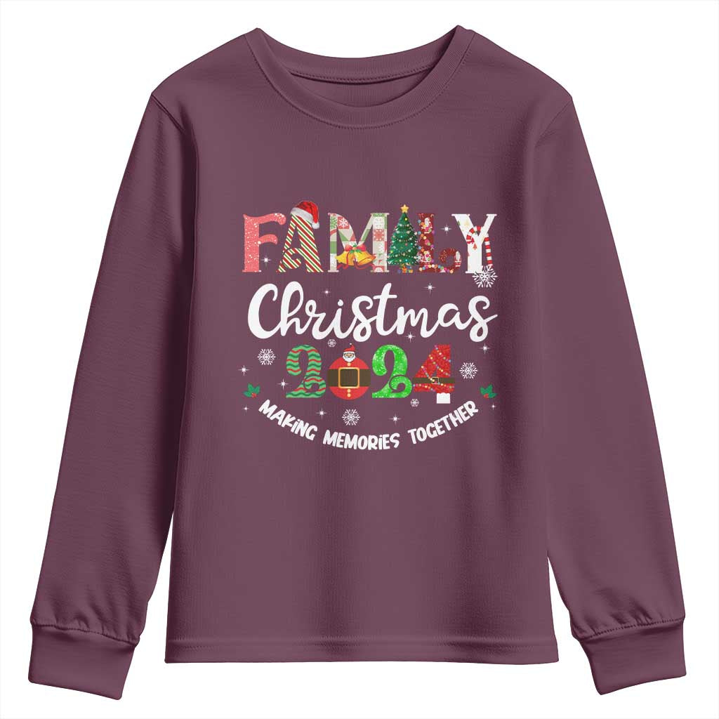 Matching Family Christmas 2024 Youth Sweatshirt Funny Group Xmas Festive Mom Dad Kids Tees TS10 Maroon Print Your Wear