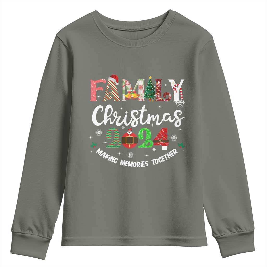 Matching Family Christmas 2024 Youth Sweatshirt Funny Group Xmas Festive Mom Dad Kids Tees TS10 Military Green Print Your Wear