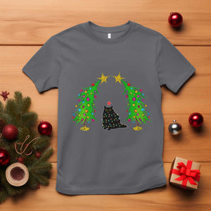 Cute Cat Christmas T Shirt Kitty Cat Lover Xmas Tree Lights TS10 Charcoal Print Your Wear