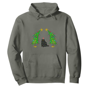 Cute Cat Christmas Hoodie Kitty Cat Lover Xmas Tree Lights TS10 Military Green Print Your Wear