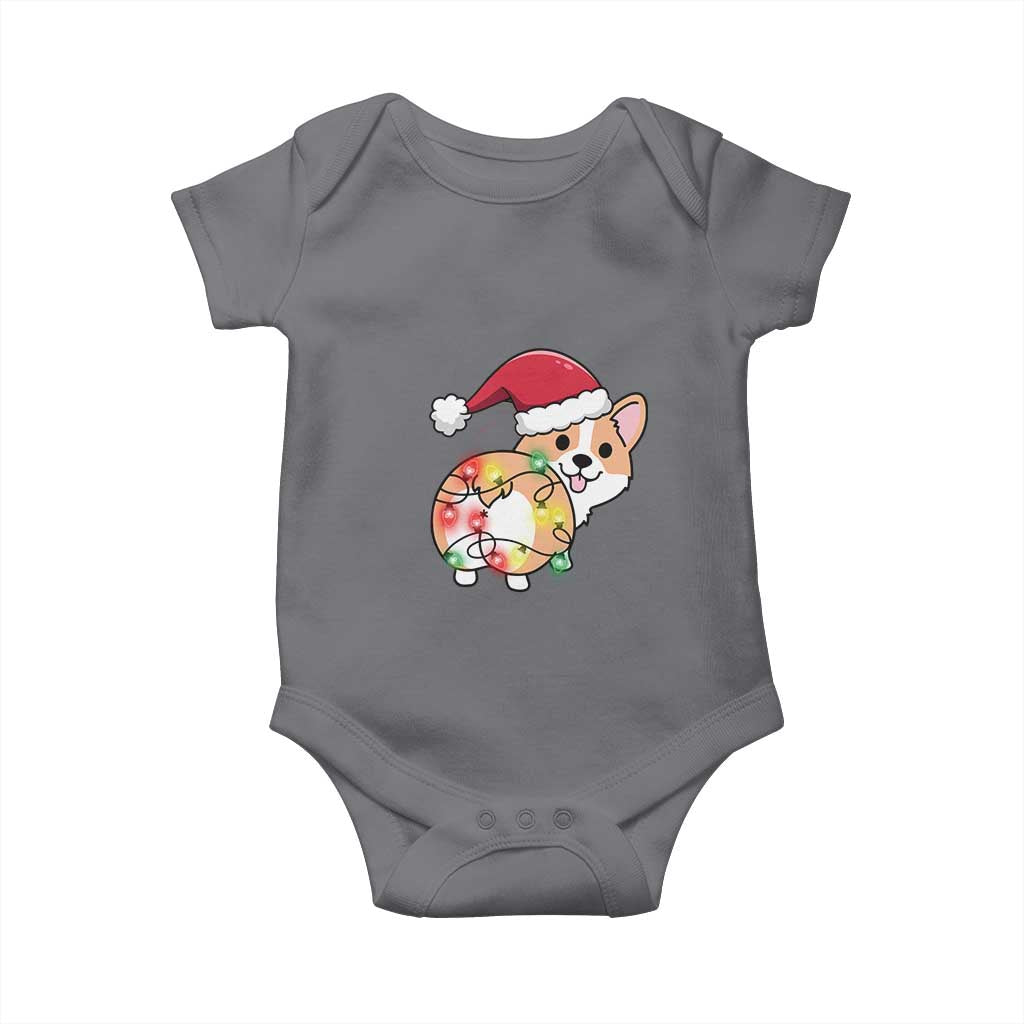 Christmas Corgi Dog Baby Onesie Cute Animal Pet Puppy Lover Gift Xmas Lights TS10 Charcoal Print Your Wear