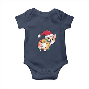 Christmas Corgi Dog Baby Onesie Cute Animal Pet Puppy Lover Gift Xmas Lights TS10 Navy Print Your Wear