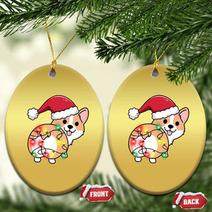 Christmas Corgi Dog Christmas Ornament Cute Animal Pet Puppy Lover Gift Xmas Lights TS10 Oval Gold Print Your Wear