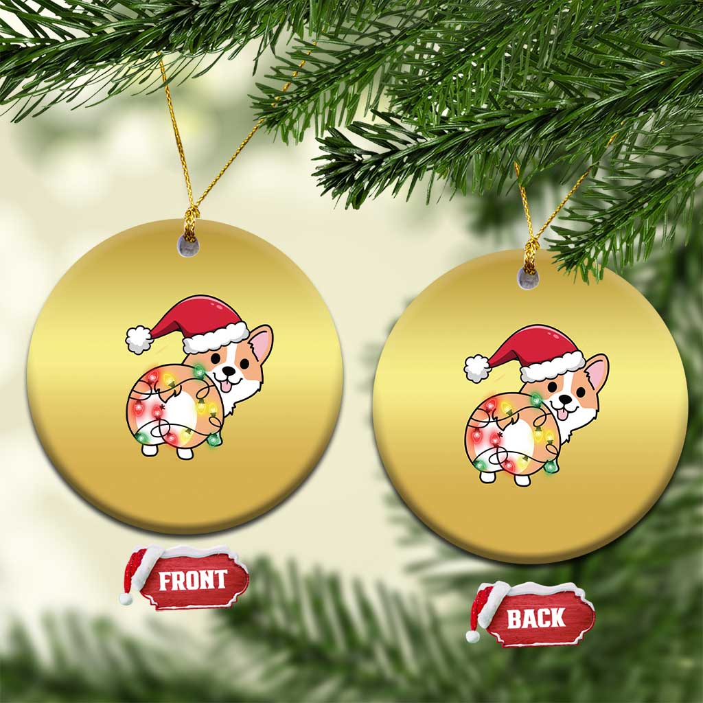 Christmas Corgi Dog Christmas Ornament Cute Animal Pet Puppy Lover Gift Xmas Lights TS10 Circle Gold Print Your Wear
