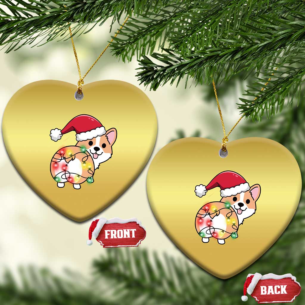 Christmas Corgi Dog Christmas Ornament Cute Animal Pet Puppy Lover Gift Xmas Lights TS10 Heart Gold Print Your Wear