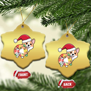 Christmas Corgi Dog Christmas Ornament Cute Animal Pet Puppy Lover Gift Xmas Lights TS10 Snow Flake Gold Print Your Wear