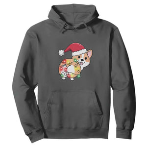 Christmas Corgi Dog Hoodie Cute Animal Pet Puppy Lover Gift Xmas Lights TS10 Dark Heather Print Your Wear
