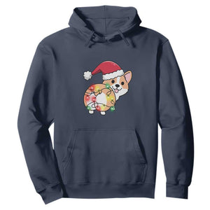 Christmas Corgi Dog Hoodie Cute Animal Pet Puppy Lover Gift Xmas Lights TS10 Navy Print Your Wear