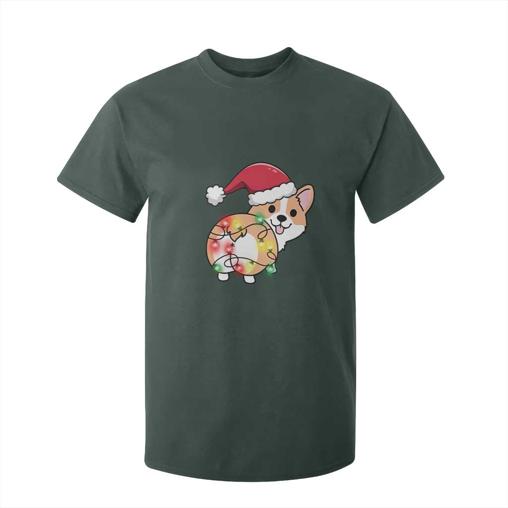 Christmas Corgi Dog T Shirt For Kid Cute Animal Pet Puppy Lover Gift Xmas Lights TS10 Dark Forest Green Print Your Wear