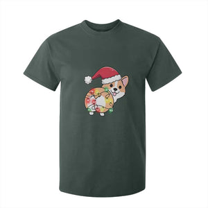 Christmas Corgi Dog T Shirt For Kid Cute Animal Pet Puppy Lover Gift Xmas Lights TS10 Dark Forest Green Print Your Wear