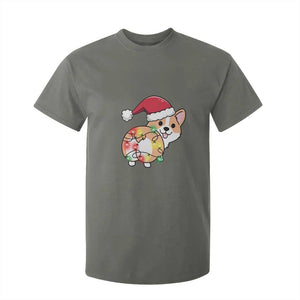 Christmas Corgi Dog T Shirt For Kid Cute Animal Pet Puppy Lover Gift Xmas Lights TS10 Military Green Print Your Wear