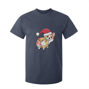 Christmas Corgi Dog T Shirt For Kid Cute Animal Pet Puppy Lover Gift Xmas Lights TS10 Navy Print Your Wear