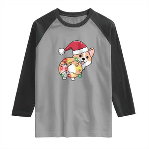 Christmas Corgi Dog Raglan Shirt Cute Animal Pet Puppy Lover Gift Xmas Lights TS10 Sport Gray Black Print Your Wear