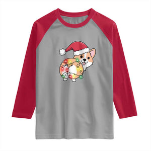 Christmas Corgi Dog Raglan Shirt Cute Animal Pet Puppy Lover Gift Xmas Lights TS10 Sport Gray Red Print Your Wear