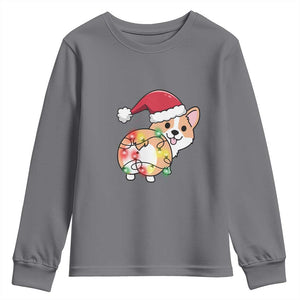 Christmas Corgi Dog Youth Sweatshirt Cute Animal Pet Puppy Lover Gift Xmas Lights TS10 Charcoal Print Your Wear