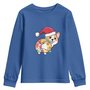 Christmas Corgi Dog Youth Sweatshirt Cute Animal Pet Puppy Lover Gift Xmas Lights TS10 Royal Blue Print Your Wear