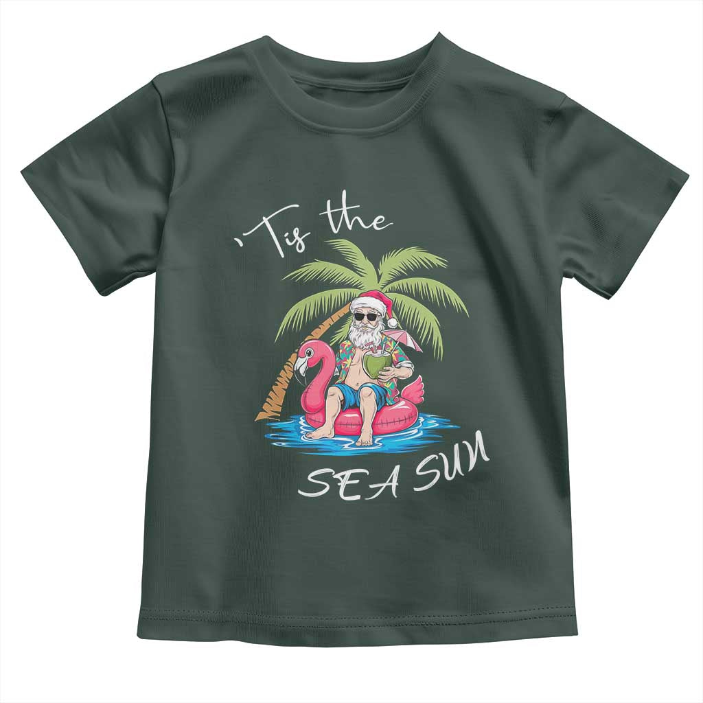 Hawaiian Christmas Santa Baby Shirt Tis The Sea Sun Beach Hawaii Xmas Tropical Xmas TS10 Dark Forest Green Print Your Wear