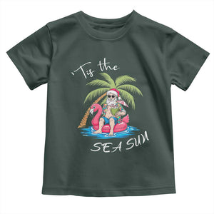 Hawaiian Christmas Santa Baby Shirt Tis The Sea Sun Beach Hawaii Xmas Tropical Xmas TS10 Dark Forest Green Print Your Wear