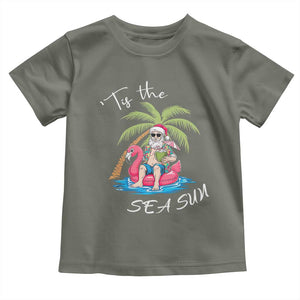 Hawaiian Christmas Santa Baby Shirt Tis The Sea Sun Beach Hawaii Xmas Tropical Xmas TS10 Military Green Print Your Wear