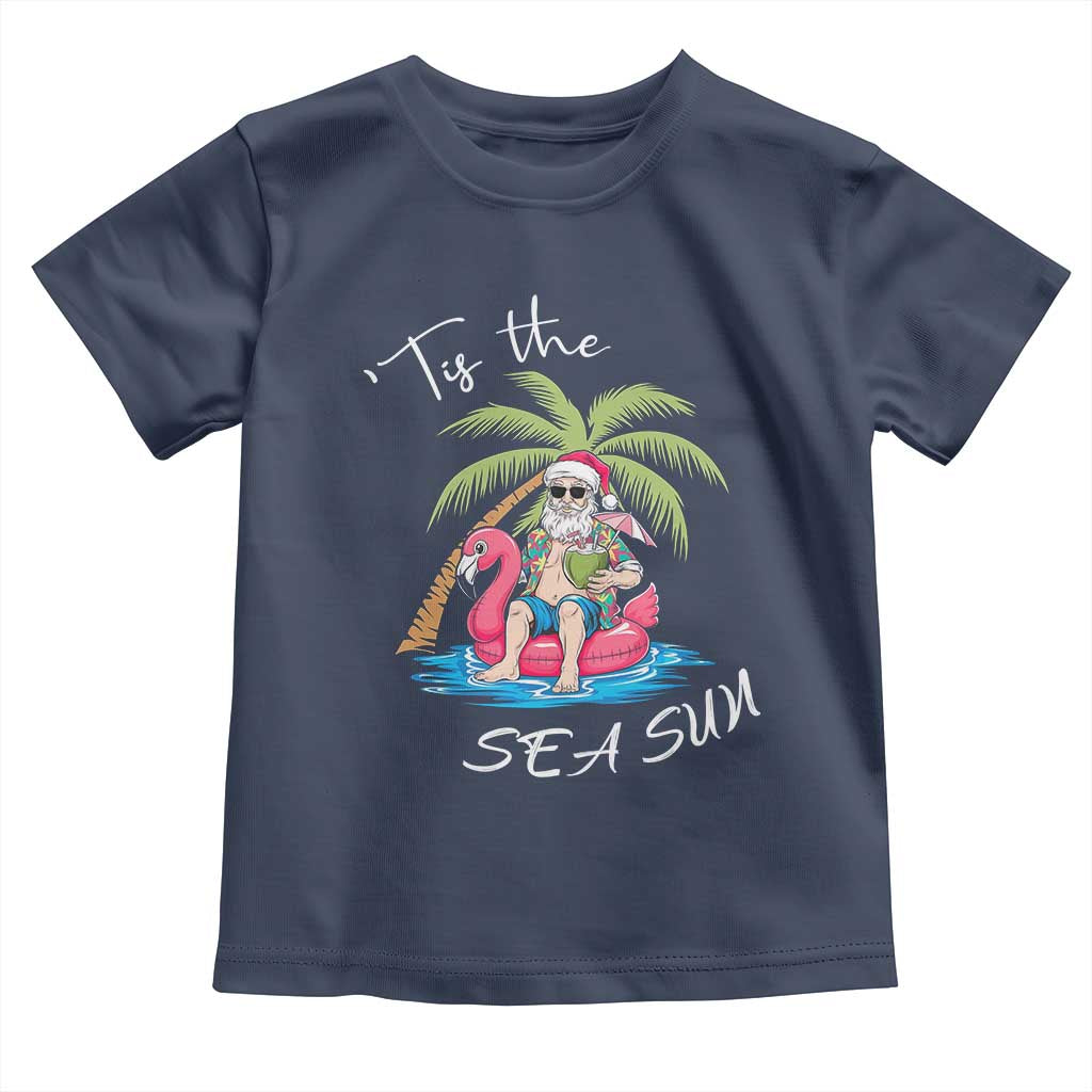 Hawaiian Christmas Santa Baby Shirt Tis The Sea Sun Beach Hawaii Xmas Tropical Xmas TS10 Navy Print Your Wear