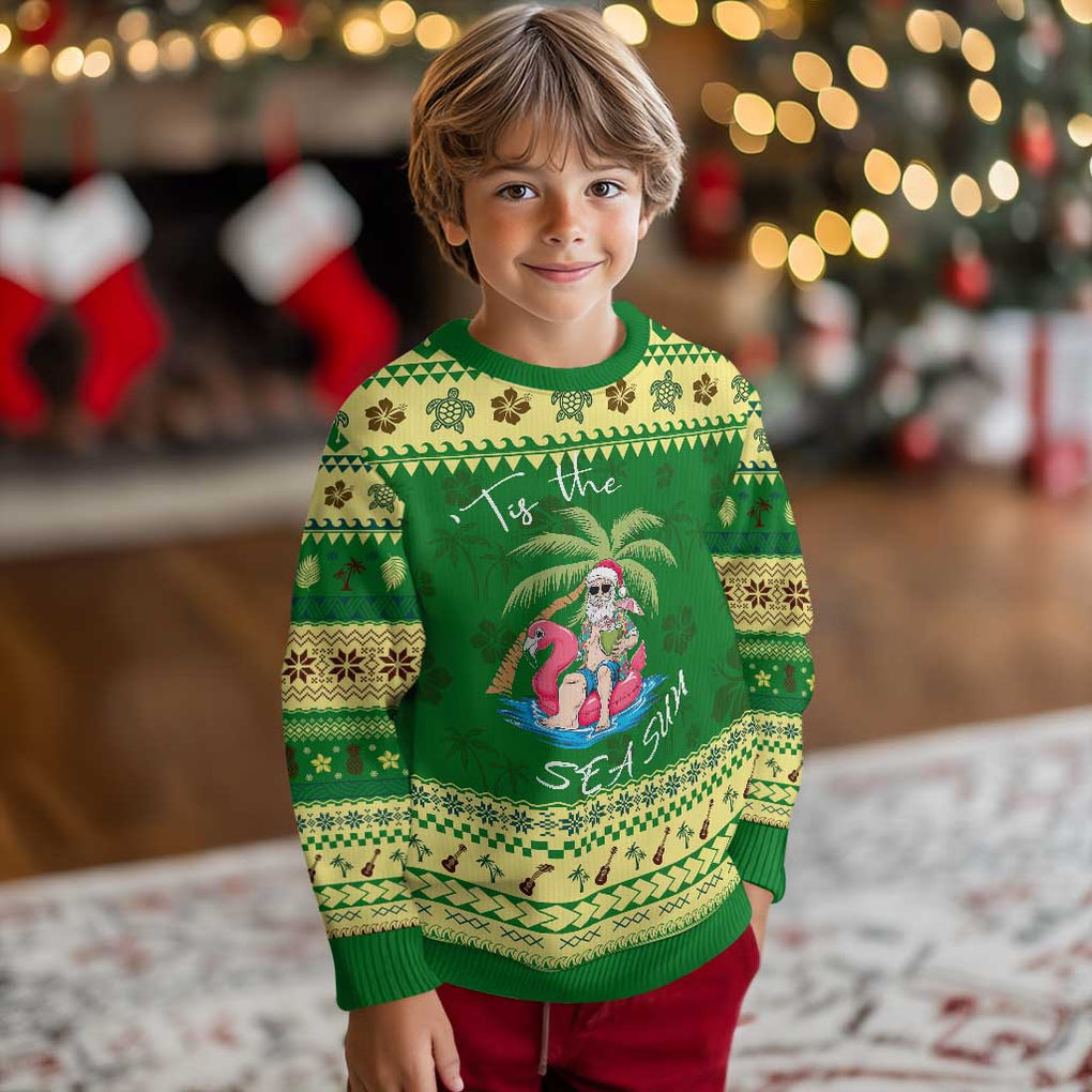 Hawaiian Ugly Christmas Sweater Santa Tis The Sea Sun Beach Hawaii Xmas In July Tropical Xmas Gift Family Holiday TS10 Forest Print Your Wear