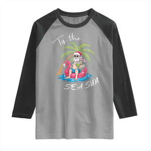 Hawaiian Christmas Santa Raglan Shirt Tis The Sea Sun Beach Hawaii Xmas Tropical Xmas TS10 Sport Gray Black Print Your Wear