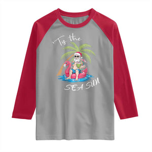 Hawaiian Christmas Santa Raglan Shirt Tis The Sea Sun Beach Hawaii Xmas Tropical Xmas TS10 Sport Gray Red Print Your Wear