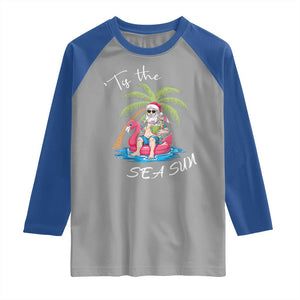 Hawaiian Christmas Santa Raglan Shirt Tis The Sea Sun Beach Hawaii Xmas Tropical Xmas TS10 Sport Gray Royal Print Your Wear