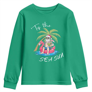 Hawaiian Christmas Santa Youth Sweatshirt Tis The Sea Sun Beach Hawaii Xmas Tropical Xmas TS10 Irish Green Print Your Wear