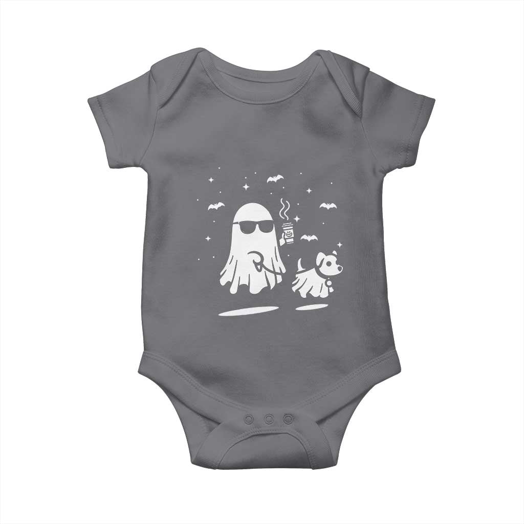 Halloween Ghost Dog Baby Onesie Retro Spooky Season Boo Sheet TS10 Charcoal Print Your Wear