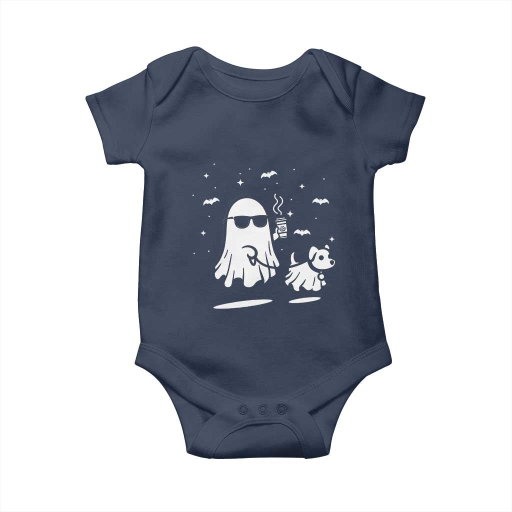 Halloween Ghost Dog Baby Onesie Retro Spooky Season Boo Sheet TS10 Navy Print Your Wear