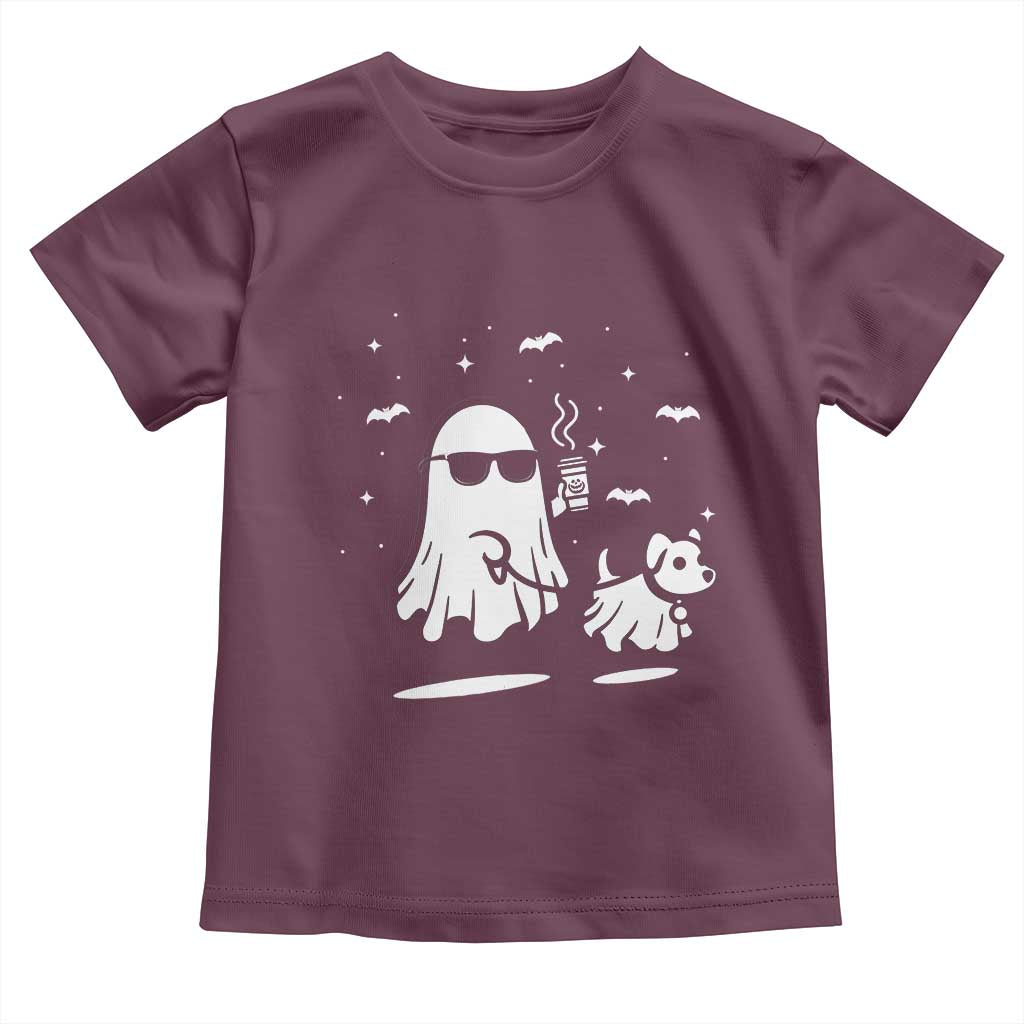 Halloween Ghost Dog Baby Shirt Retro Spooky Season Boo Sheet TS10 Maroon Print Your Wear