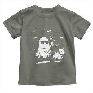 Halloween Ghost Dog Baby Shirt Retro Spooky Season Boo Sheet TS10 Military Green Print Your Wear