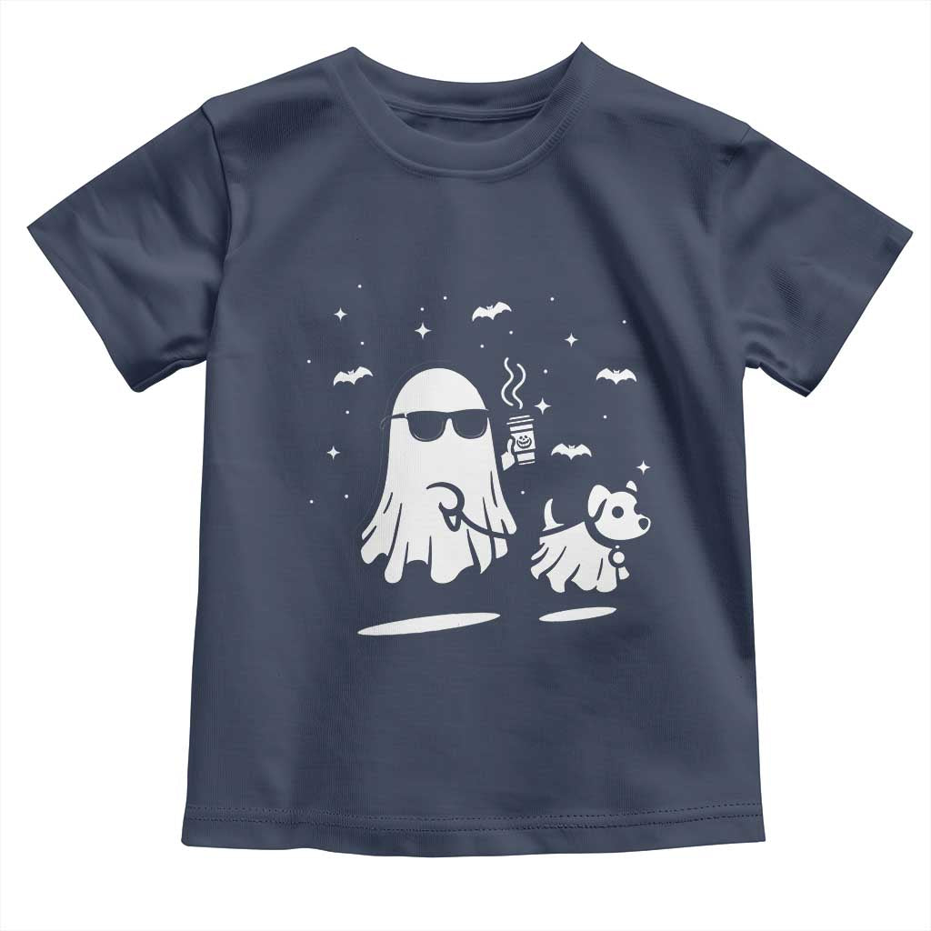 Halloween Ghost Dog Baby Shirt Retro Spooky Season Boo Sheet TS10 Navy Print Your Wear